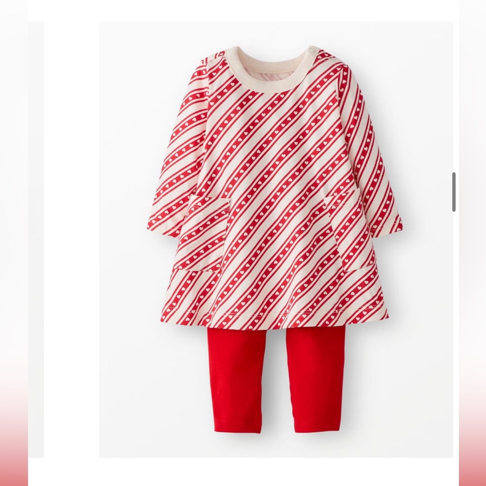 *Hanna Andersson Red and Cream Striped Kids Valentine Outfit